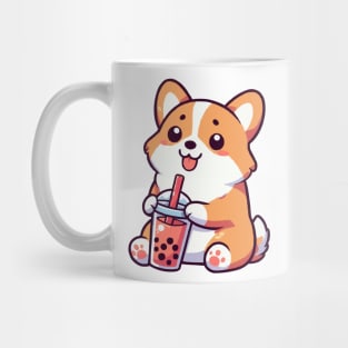 cute corgi loves boba milk tea Mug